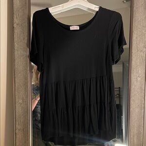 Pink Lily Classic Black Tiered Blouse